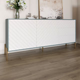 Тумба под телевизор с золотыми металлическими ножками LION Амарант 168x40x76,5 см Гранит серый/Белый (LION-043075)