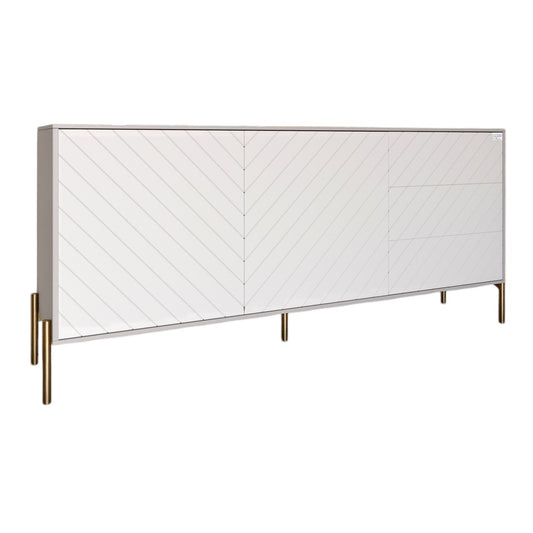 Комод с золотыми металлическими ножками LION Амарант 168x40x76,5 см Кашемир/Белый (LION-041959)