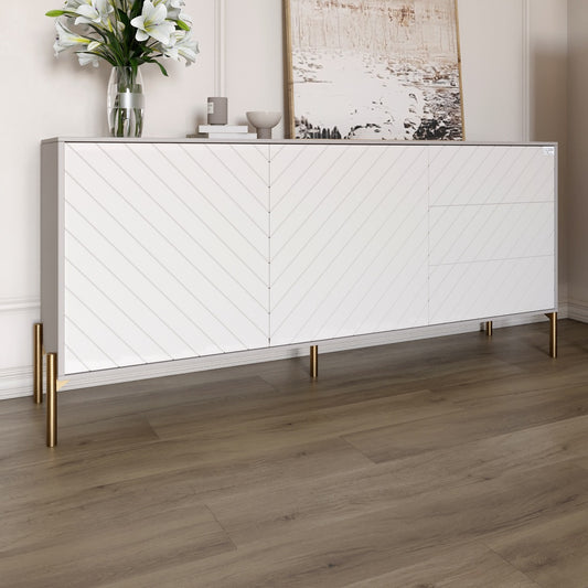 Комод с золотыми металлическими ножками LION Амарант 168x40x76,5 см Кашемир/Белый (LION-041959)