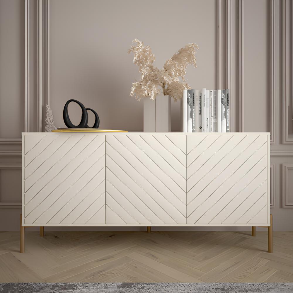 Тумба под телевизор с золотыми металлическими ножками LION Амарант 168x40x76,5 см Антрацит/Перламутровый металлик (RAL-7048) 1680x400x765 (LION-043039)