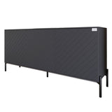 Тумба под телевизор с черными металлическими ножками LION Амарант 168x40x76,5 см Антрацит/Графітовий (LION-043002)