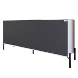 Тумба под телевизор с черными металлическими ножками LION Амарант 168x40x76,5 см Нимфея Альба (белый)/Графітовий (LION-043017)