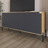 Тумба под телевизор с черными металлическими ножками LION Амарант 168x40x76,5 см Дуб Артизан/Графітовий (LION-043005)