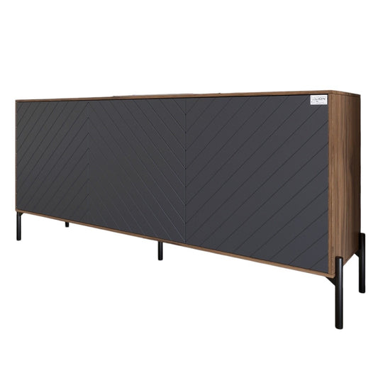 Тумба под телевизор с черными металлическими ножками LION Амарант 168x40x76,5 см Дуб Ливорно/Графітовий (LION-043006)