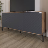 Тумба под телевизор с черными металлическими ножками LION Амарант 168x40x76,5 см Дуб Ливорно/Графітовий (LION-043006)