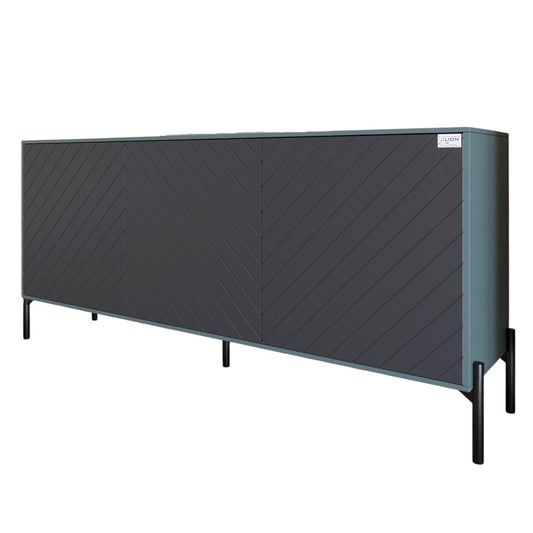 Тумба под телевизор с черными металлическими ножками LION Амарант 168x40x76,5 см Гранит серый/Графітовий (LION-043015)