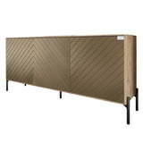 Тумба под телевизор с черными металлическими ножками LION Амарант 168x40x76,5 см Дуб Аппалачи/Перламутровый металлик (RAL-7048) 1680x400x765 (LION-043033)