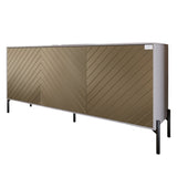 Тумба под телевизор с черными металлическими ножками LION Амарант 168x40x76,5 см Кашемир/Перламутровый металлик (RAL-7048) 1680x400x765 (LION-043038)