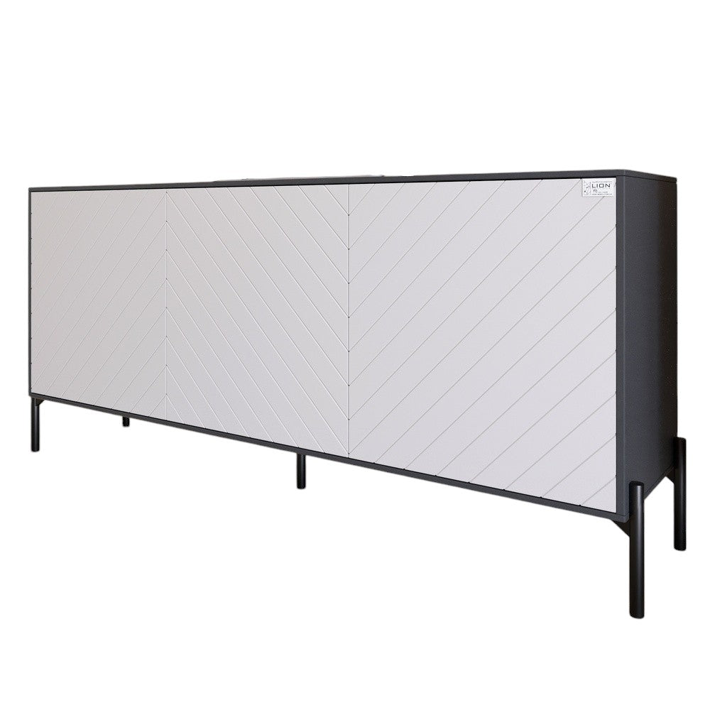 Тумба под телевизор с черными металлическими ножками LION Амарант 168x40x76,5 см Антрацит/Белый (LION-043003)