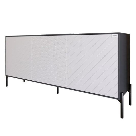 Тумба под телевизор с черными металлическими ножками LION Амарант 168x40x76,5 см Антрацит/Белый (LION-043003)