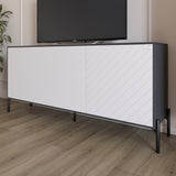 Тумба под телевизор с черными металлическими ножками LION Амарант 168x40x76,5 см Антрацит/Белый (LION-043003)