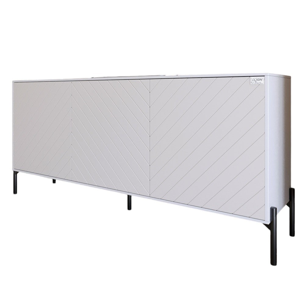 Тумба под телевизор с черными металлическими ножками LION Амарант 168x40x76,5 см Нимфея Альба (белый)/Белый (LION-043031)