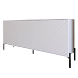 Тумба под телевизор с черными металлическими ножками LION Амарант 168x40x76,5 см Нимфея Альба (белый)/Белый (LION-043031)