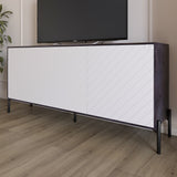 Тумба под телевизор с черными металлическими ножками LION Амарант 168x40x76,5 см Бетон темный/Белый (LION-043030)