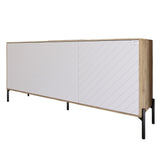 Тумба под телевизор с черными металлическими ножками LION Амарант 168x40x76,5 см Дуб Аппалачи/Белый (LION-043018)