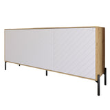 Тумба под телевизор с черными металлическими ножками LION Амарант 168x40x76,5 см Дуб Артизан/Белый (LION-043019)