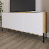 Тумба под телевизор с черными металлическими ножками LION Амарант 168x40x76,5 см Дуб Артизан/Белый (LION-043019)