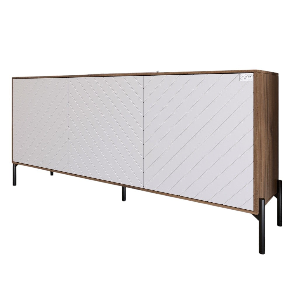 Тумба под телевизор с черными металлическими ножками LION Амарант 168x40x76,5 см Дуб Ливорно/Белый (LION-043020)