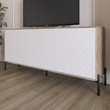 Тумба под телевизор с черными металлическими ножками LION Амарант 168x40x76,5 см Дуб сонома трюфель/Белый (LION-043022)