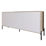 Тумба под телевизор с черными металлическими ножками LION Амарант 168x40x76,5 см Дуб сонома/Белый (LION-043021)