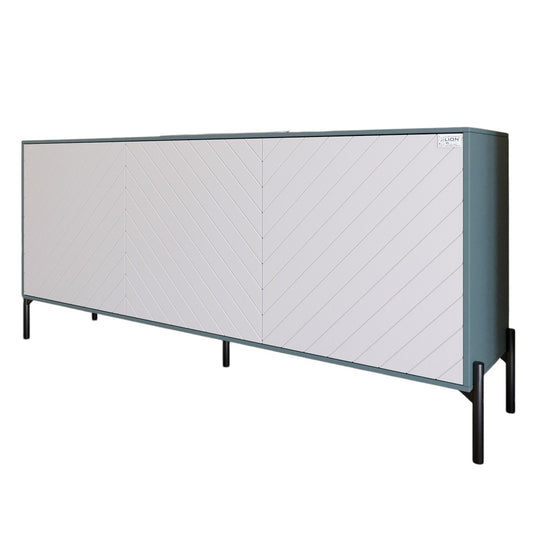 Тумба под телевизор с черными металлическими ножками LION Амарант 168x40x76,5 см Гранит серый/Белый (LION-043029)