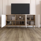 Тумба под телевизор с черными металлическими ножками LION Амарант 168x40x76,5 см Бетон Style/Белый (LION-043028)