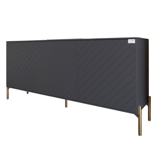 Тумба под телевизор с золотыми металлическими ножками LION Амарант 168x40x76,5 см Антрацит/Графитовый (LION-043063)