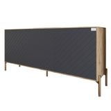 Тумба под телевизор с золотыми металлическими ножками LION Амарант 168x40x76,5 см Дуб Аппалачи/Графитовый (LION-043078)