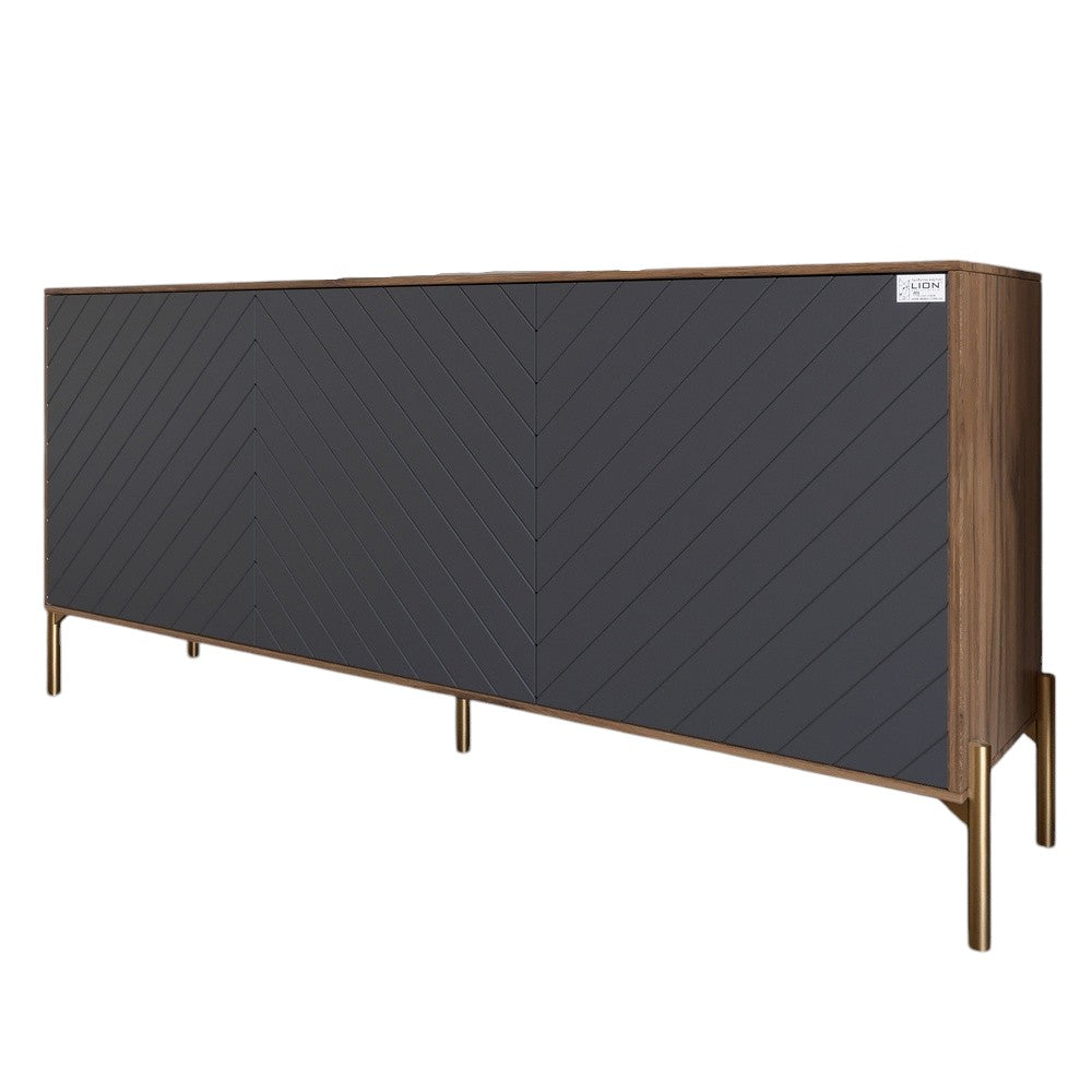 Тумба под телевизор с золотыми металлическими ножками LION Амарант 168x40x76,5 см Дуб Ливорно/Графитовый (LION-043080)