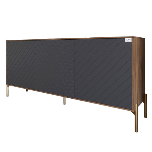Тумба под телевизор с золотыми металлическими ножками LION Амарант 168x40x76,5 см Дуб Ливорно/Графитовый (LION-043080)