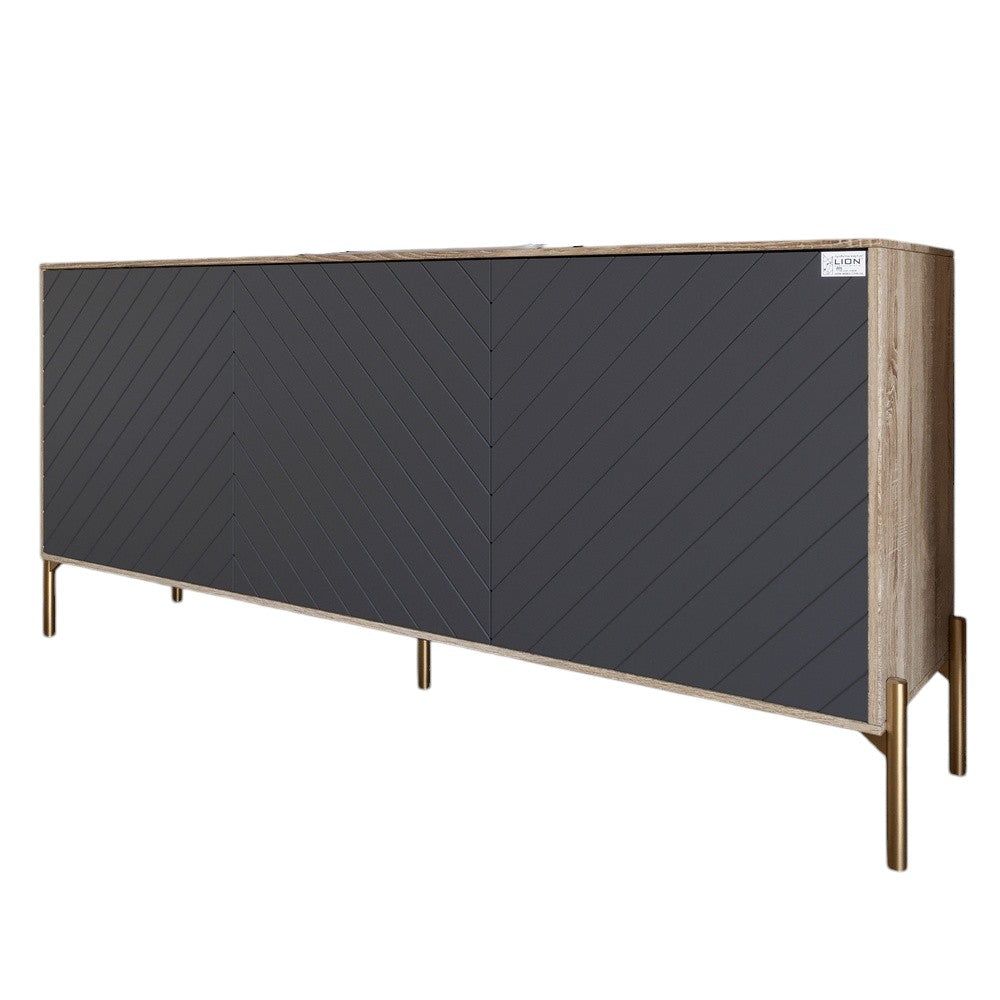 Тумба под телевизор с золотыми металлическими ножками LION Амарант 168x40x76,5 см Дуб сонома трюфель/Графитовый (LION-043082)