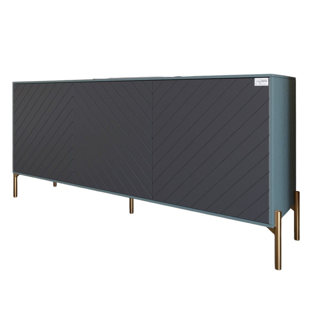 Тумба под телевизор с золотыми металлическими ножками LION Амарант 168x40x76,5 см Гранит серый/Графитовый (LION-043089)