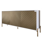 Тумба под телевизор с золотыми металлическими ножками LION Амарант 168x40x76,5 см Нимфея Альба (белый)/Перламутровый металлик (RAL-7048) 1680x400x765 (LION-0...