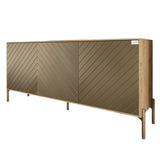 Тумба под телевизор с золотыми металлическими ножками LION Амарант 168x40x76,5 см Дуб Артизан/Перламутровый металлик (RAL-7048) 1680x400x765 (LION-043050)