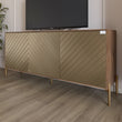 Тумба под телевизор с золотыми металлическими ножками LION Амарант 168x40x76,5 см Дуб Ливорно/Перламутровый металлик (RAL-7048) 1680x400x765 (LION-043051)