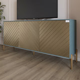 Тумба под телевизор с золотыми металлическими ножками LION Амарант 168x40x76,5 см Гранит серый/Перламутровый металлик (RAL-7048) 1680x400x765 (LION-043060)