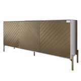 Тумба под телевизор с золотыми металлическими ножками LION Амарант 168x40x76,5 см Кашемир/Перламутровый металлик (RAL-7048) 1680x400x765 (LION-043054)