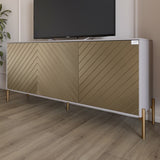 Тумба под телевизор с золотыми металлическими ножками LION Амарант 168x40x76,5 см Кашемир/Перламутровый металлик (RAL-7048) 1680x400x765 (LION-043054)