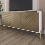 Тумба под телевизор с золотыми металлическими ножками LION Амарант 168x40x76,5 см Самоа Дымчатый/Перламутровый металлик (RAL-7048) 1680x400x765 (LION-043056)