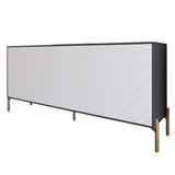 Тумба под телевизор с золотыми металлическими ножками LION Амарант 168x40x76,5 см Антрацит/Белый (LION-043048)