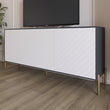 Тумба под телевизор с золотыми металлическими ножками LION Амарант 168x40x76,5 см Антрацит/Белый (LION-043048)