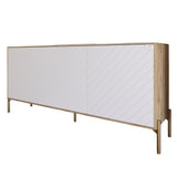 Тумба под телевизор с золотыми металлическими ножками LION Амарант 168x40x76,5 см Дуб Аппалачи/Белый (LION-043064)