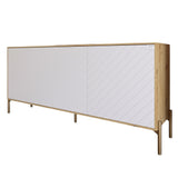 Тумба под телевизор с золотыми металлическими ножками LION Амарант 168x40x76,5 см Дуб Артизан/Белый (LION-043065)