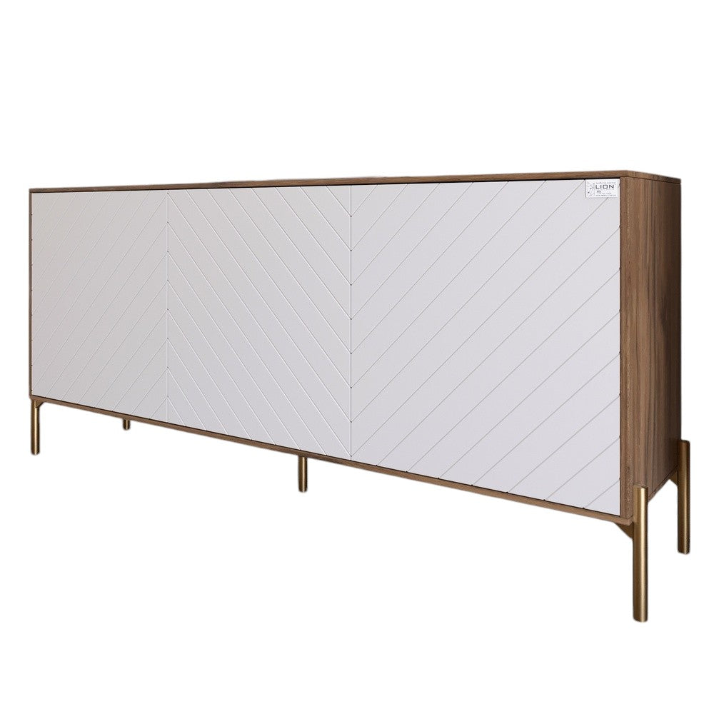 Тумба под телевизор с золотыми металлическими ножками LION Амарант 168x40x76,5 см Дуб Ливорно/Белый (LION-043066)