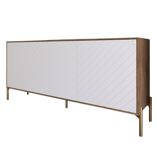Тумба под телевизор с золотыми металлическими ножками LION Амарант 168x40x76,5 см Дуб Ливорно/Белый (LION-043066)