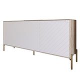 Тумба под телевизор с золотыми металлическими ножками LION Амарант 168x40x76,5 см Дуб сонома/Белый (LION-043067)