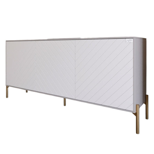 Тумба под телевизор с золотыми металлическими ножками LION Амарант 168x40x76,5 см Кашемир/Белый (LION-043069)