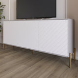 Тумба под телевизор с золотыми металлическими ножками LION Амарант 168x40x76,5 см Кашемир/Белый (LION-043069)