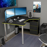 Геймерский компьютерный стол LION Буст угловой с ящиками Гранит серый (LION-041452)