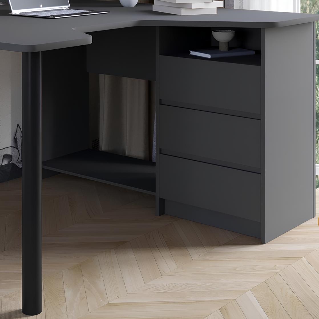 Геймерский компьютерный стол LION Буст угловой с ящиками Антрацит/Зеленый (LION-041463)